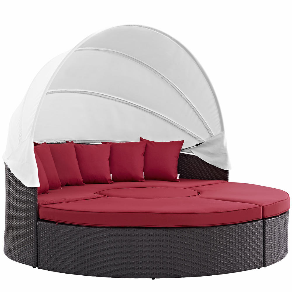 LexMod Convene Canopy Outdoor Patio Daybed in Espresso Red