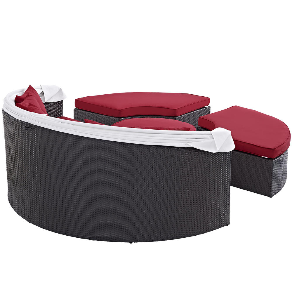 LexMod Convene Canopy Outdoor Patio Daybed in Espresso Red