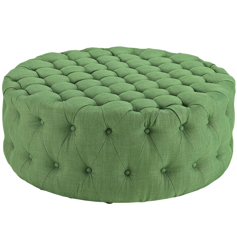 LexMod Amour Upholstered Fabric Ottoman in Kelly Green