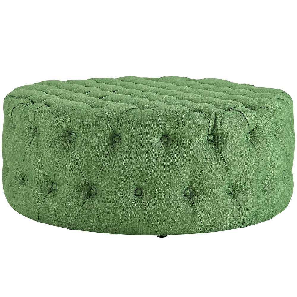 LexMod Amour Upholstered Fabric Ottoman in Kelly Green