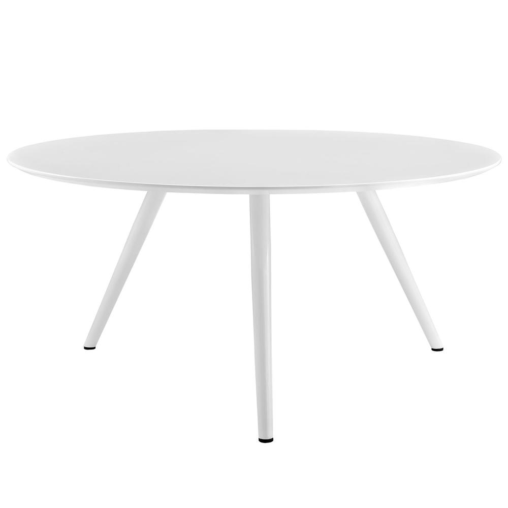 LexMod Lippa 60" Round Wood Top Dining Table with Tripod Base in White