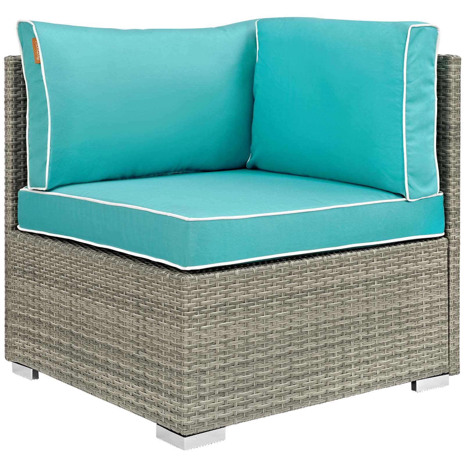 LexMod Repose Outdoor Patio Corner in Light Gray Turquoise