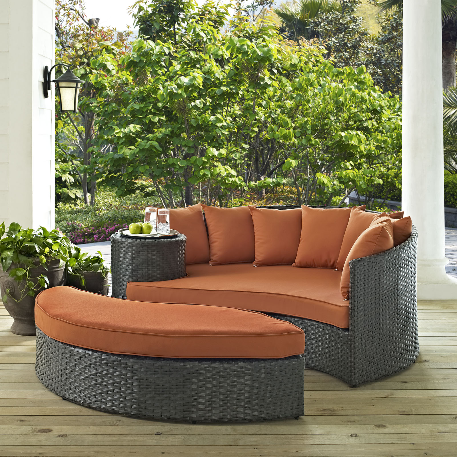 LexMod Sojourn Outdoor Patio Sunbrella® Daybed in Canvas Tuscan