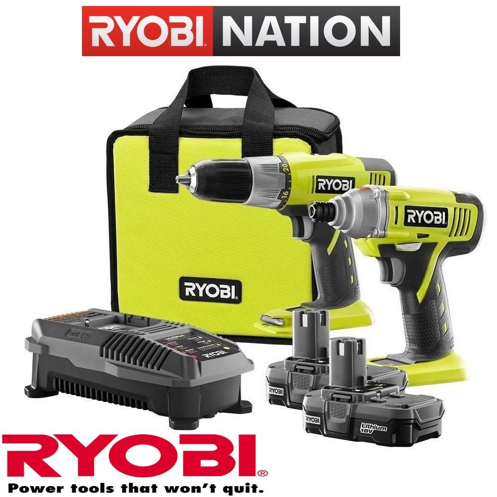 Ryobi P882 One Plus 18v Lithium Ion Drill And Impact Driver Kit Zrp882