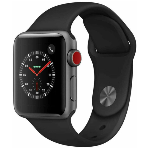 Apple Watch Series 3 38mm GPS + Cellular 4G LTE - Space Gray - Black Sport Band