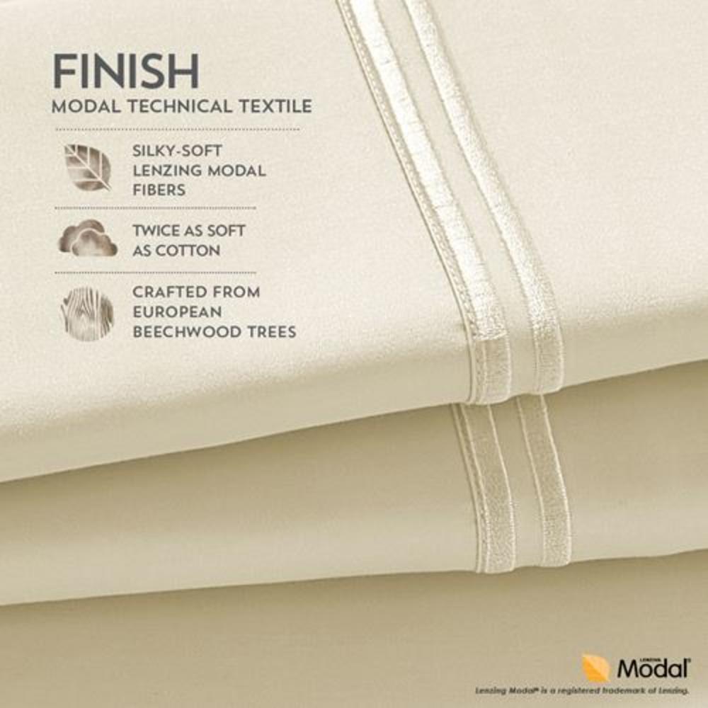 PureCare New Purecare Arbor Premium Modal Long-Staple Cotton Split King White Sheet Set