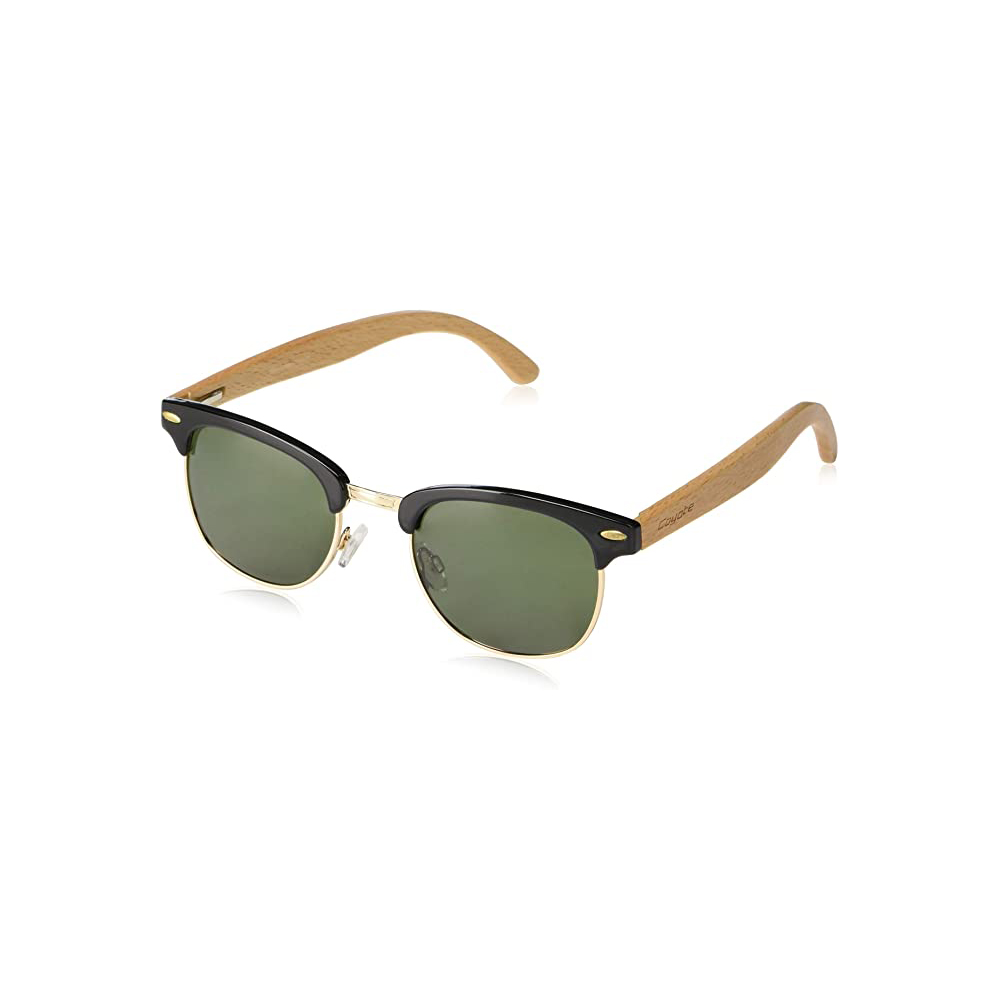 Coyote Sunglasses Coyote Country Polarized With Natural Wood Temples Black-Gold/G15 Sunglasses