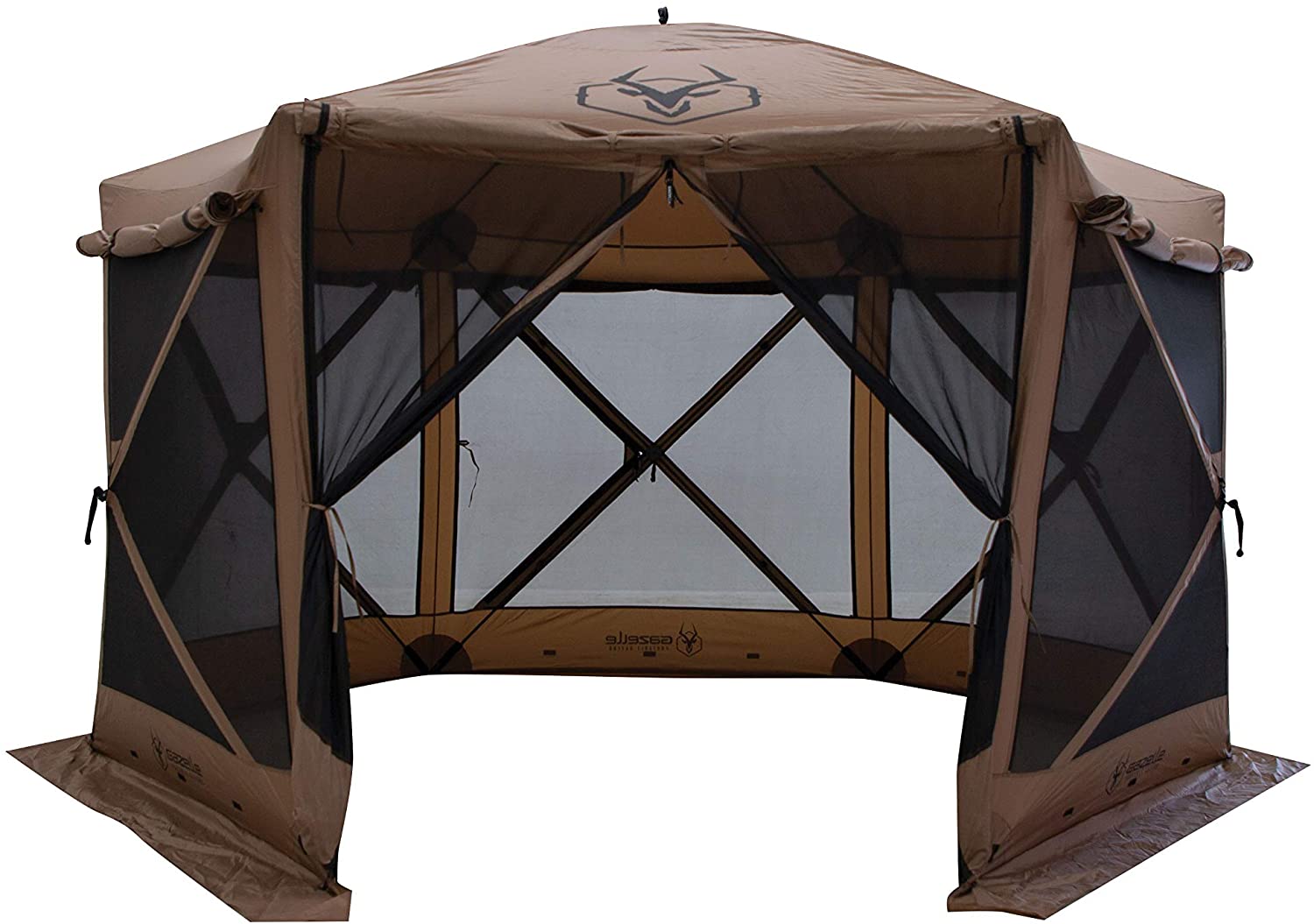 Gazelle Tents G6 Deluxe 6 Sided Hub Gazebo Screen Tent Badlands Brown 124"x124"