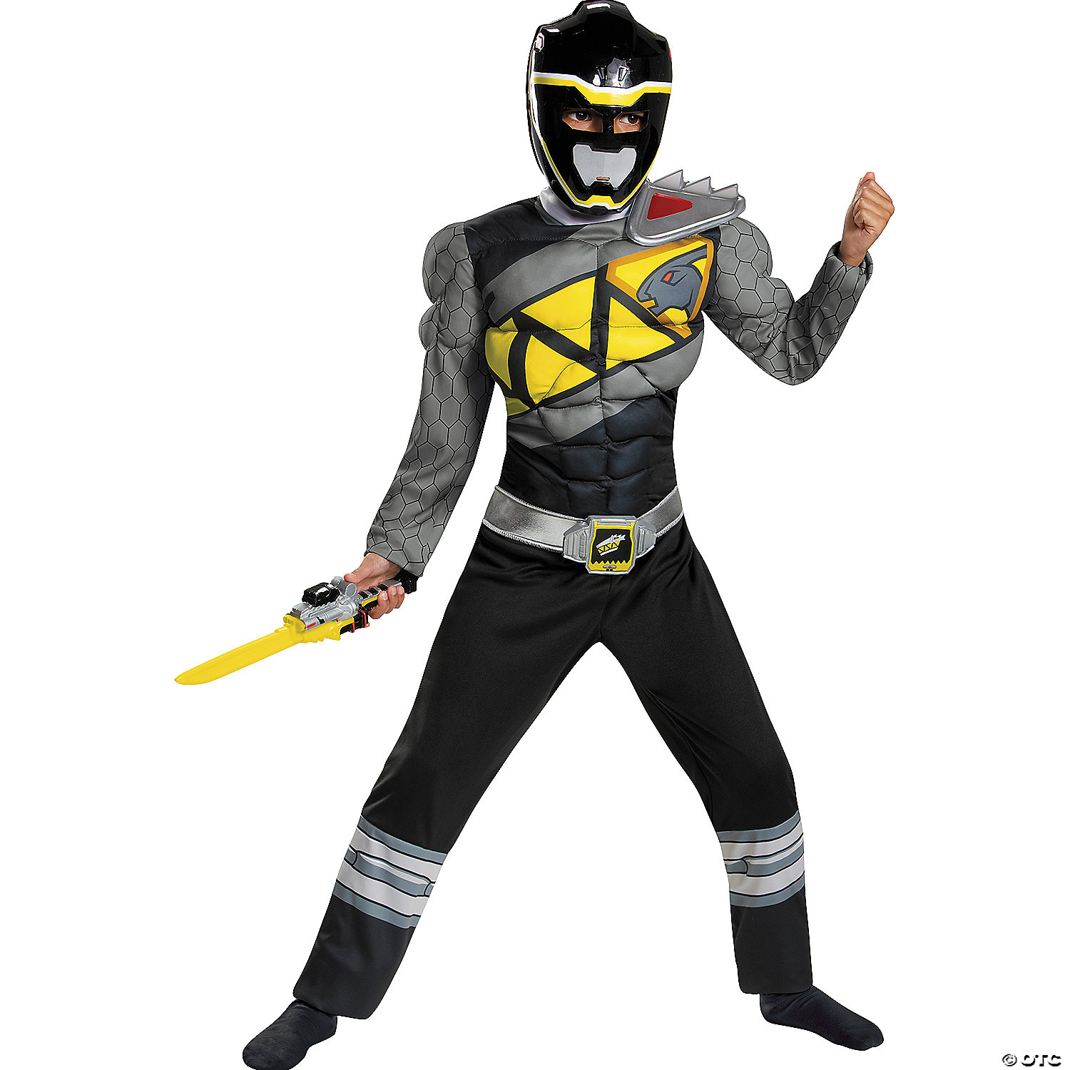 Disguise Boy's Black Ranger Muscle Costume - Dino Charge