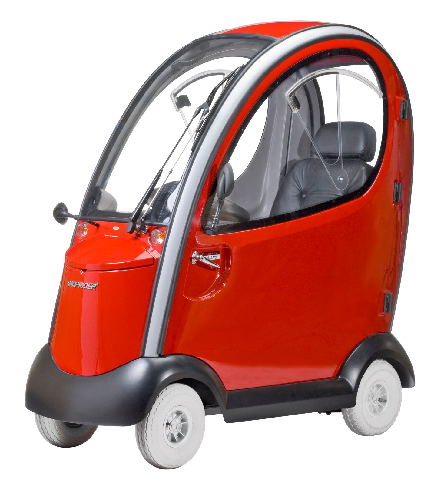 Shoprider Flagship Enclosed Cabin Mobility Scooter With Removable Doors, Red