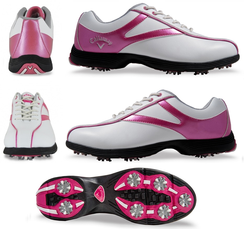 Callaway Women's Novas W422-18 White / Pink Waterproof Spiked Golf Shoes