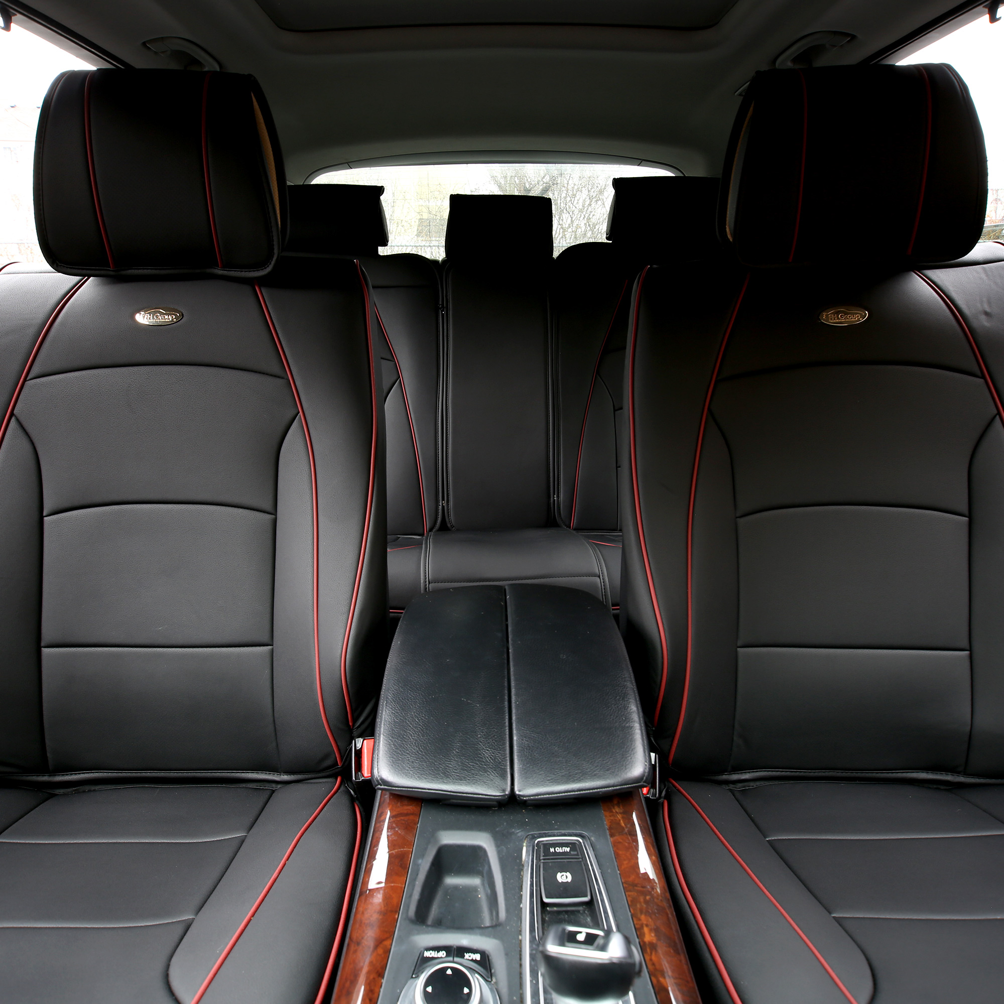 Fh Group Car Suv Truck Leatherette Seat Cushion Covers 5 Seat Full Set Seats Black With Black Dash Mat