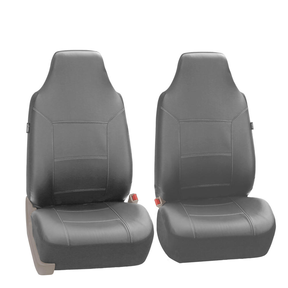 FH Group Royal PU Leather Full Set Airbag Compatible and Split Bench Car Seat Covers, Gray