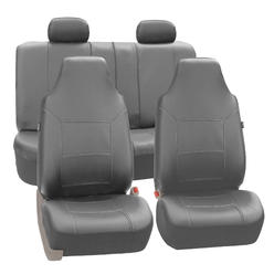 FH Group Royal PU Leather Full Set Airbag Compatible and Split Bench Car Seat Covers, Gray