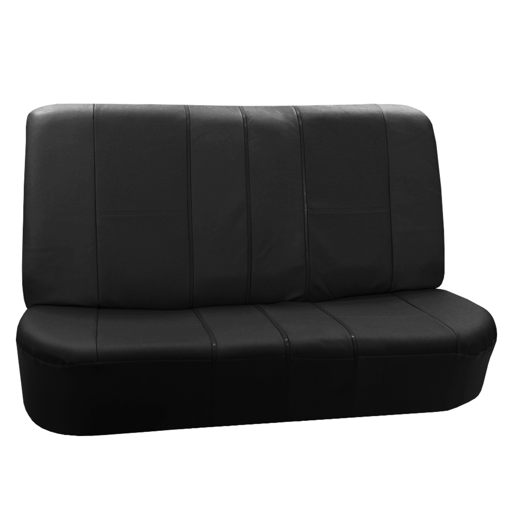 FH Group Black Deluxe Faux Leather Airbag Compatible and Split Bench Car Seat Covers, 2 Headrest Full Set