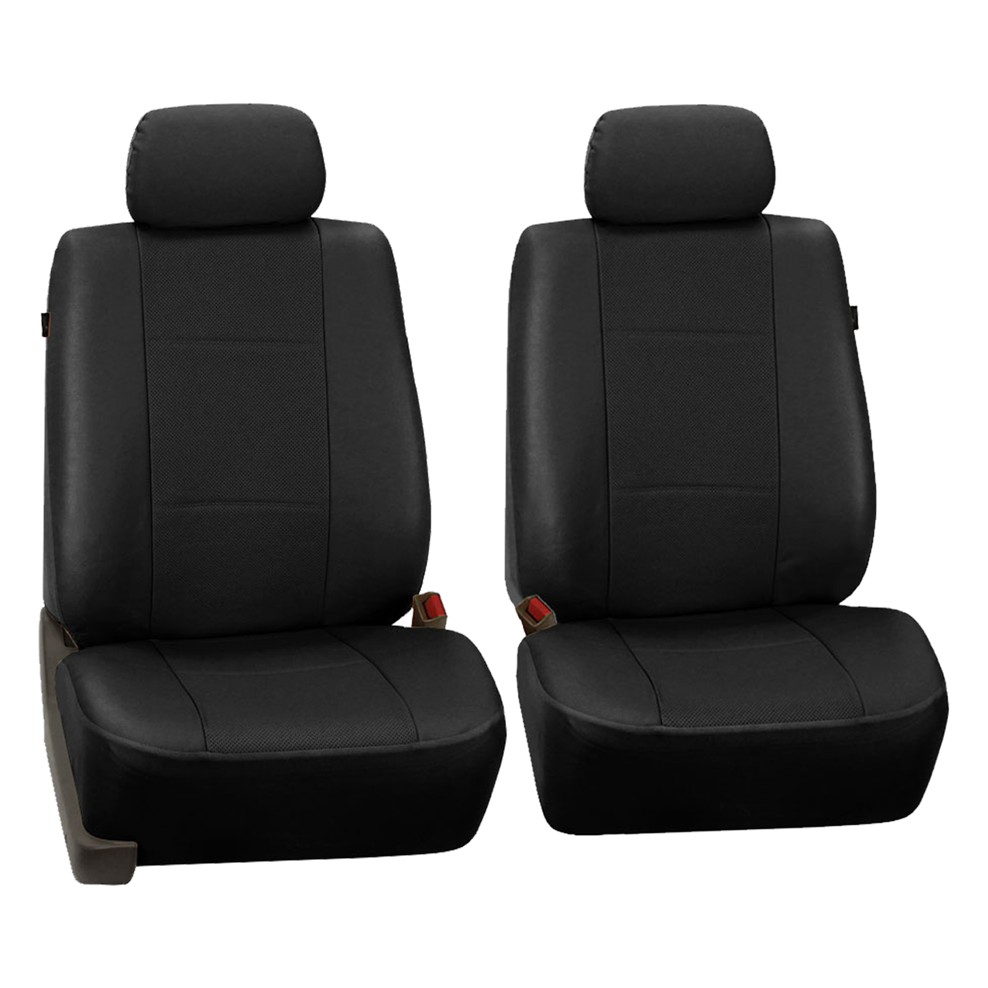 FH Group Black Deluxe Faux Leather Airbag Compatible and Split Bench Car Seat Covers, 2 Headrest Full Set