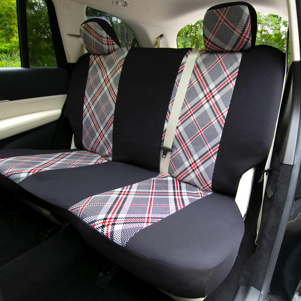 FH Group Tartan57 Plaid Print Seat Covers Fit For Car Truck SUV Van – Combo Full Set