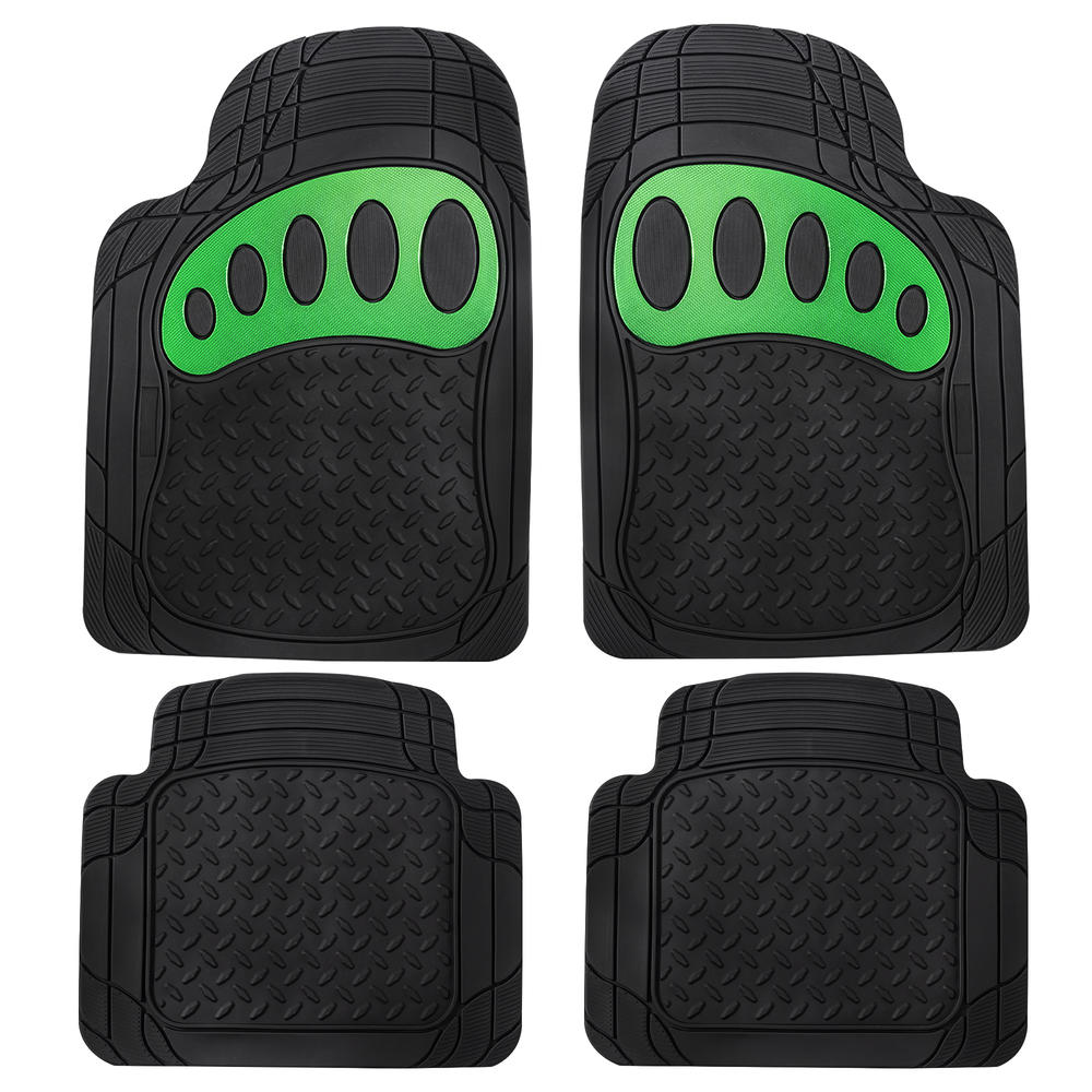 FH Group Trimmable ClimaProof Rubber Floor Mats With Footprint Design – Full Set