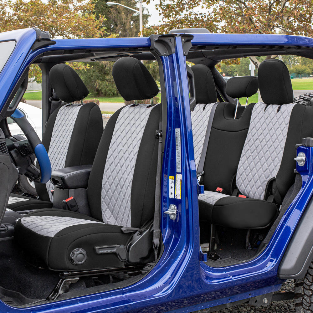 FH Group Neoprene Waterproof Custom Fit Seat Covers for 2018-2021 Jeep Wrangler JL 4DR - Full Set