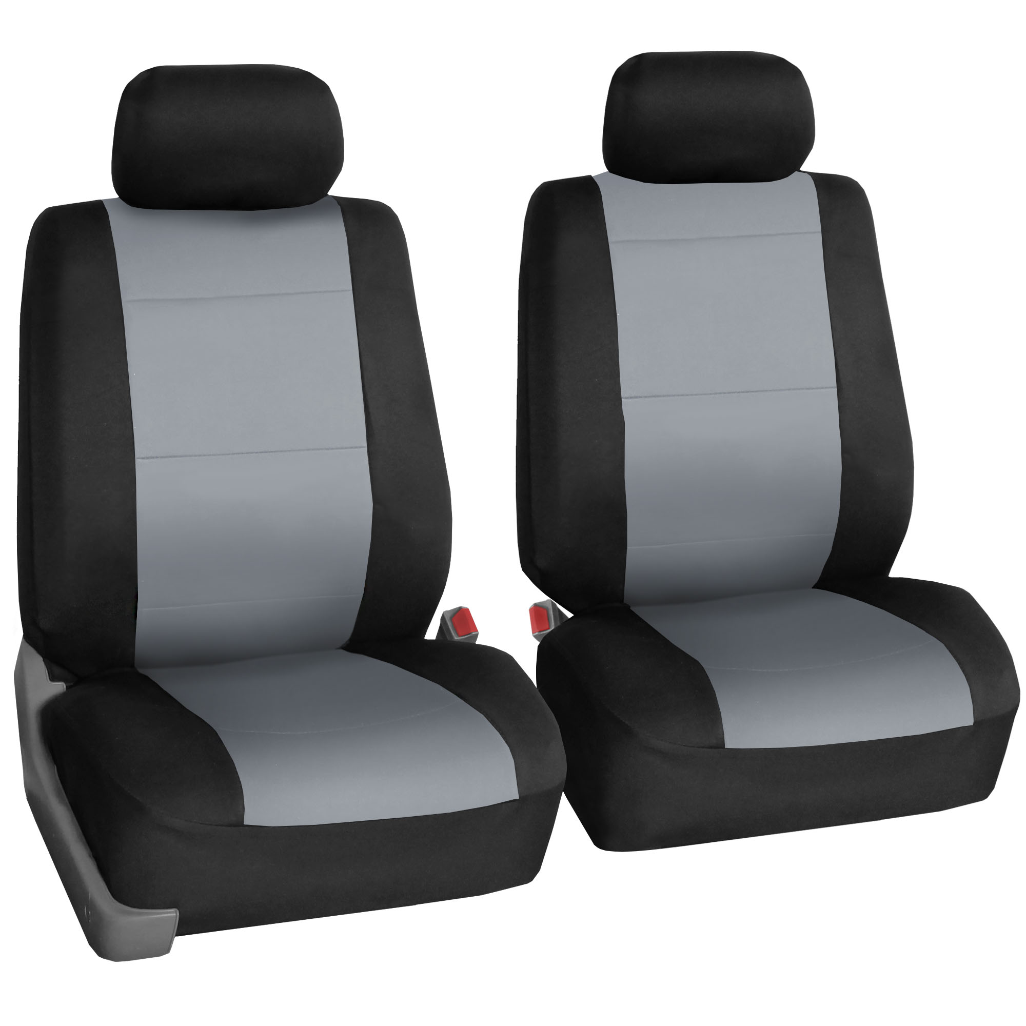 FH Group Neoprene Car Seat Cover Gray Black Combo w/ Black Floor Mats for Auto