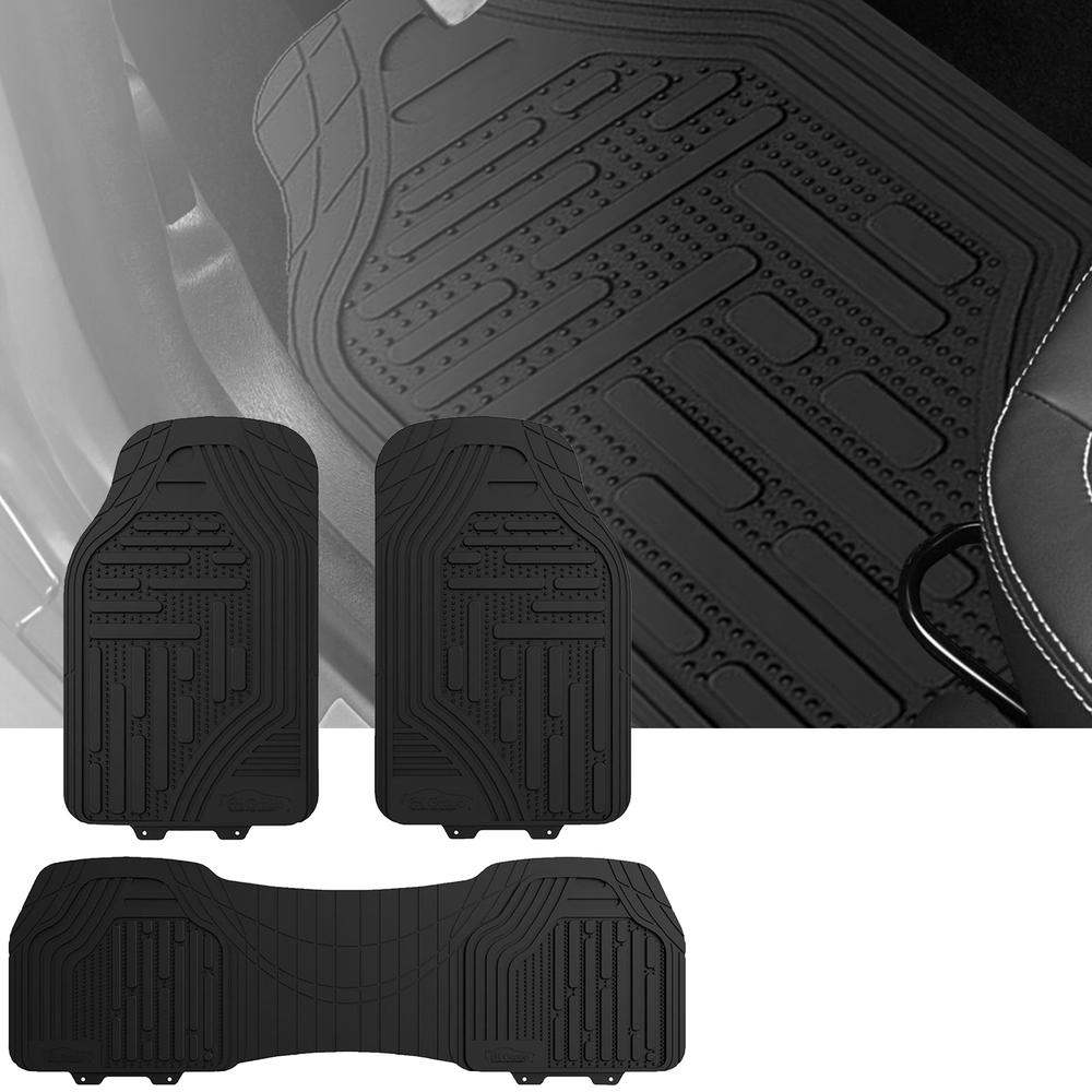 FH Group Supreme  Trimmable Floor Mats for SUV, Van, 3 Row Full Set, Black