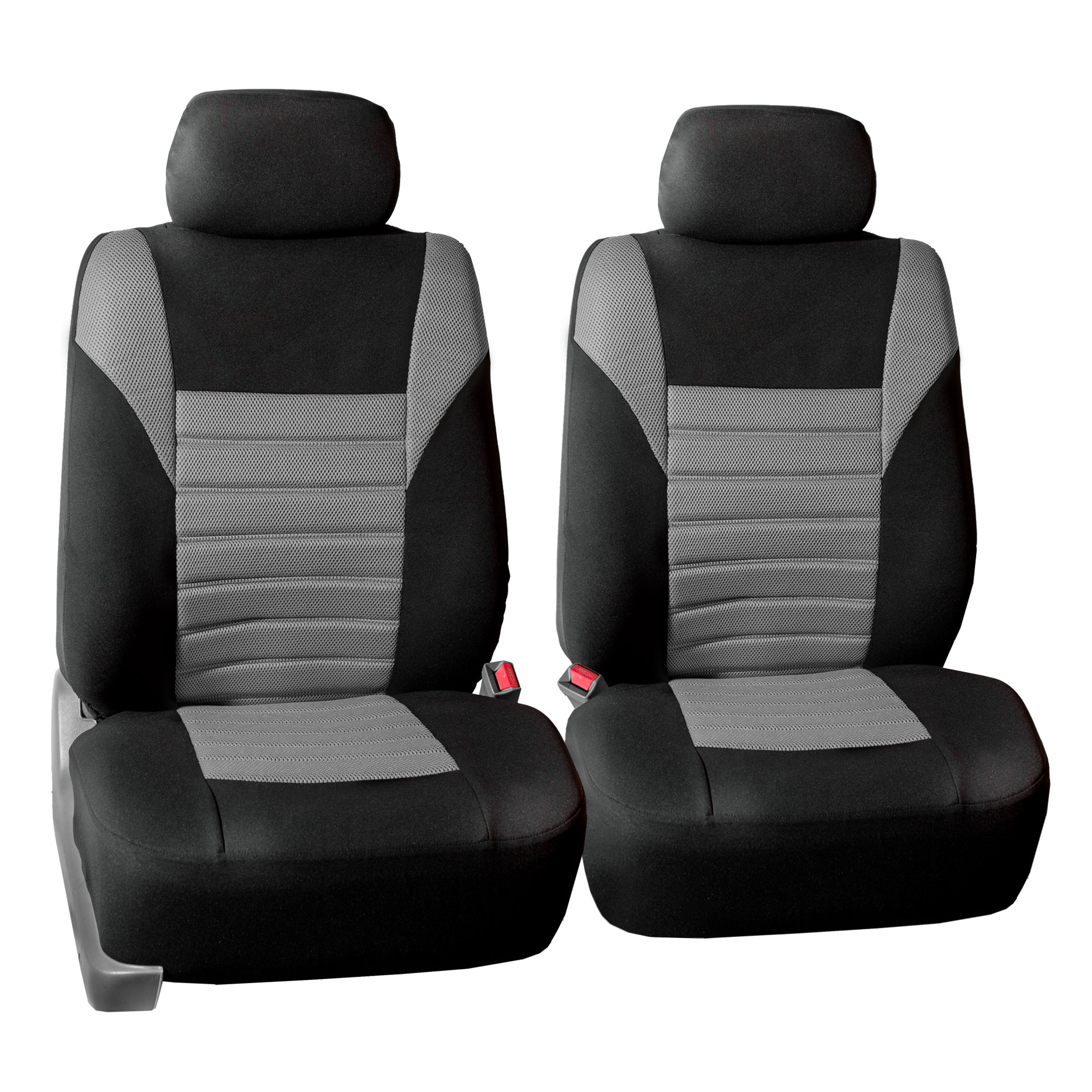 FH Group 3 Row 8 Seaters SUV Seat Covers for Auto 3D Mesh Gray Black Full Set