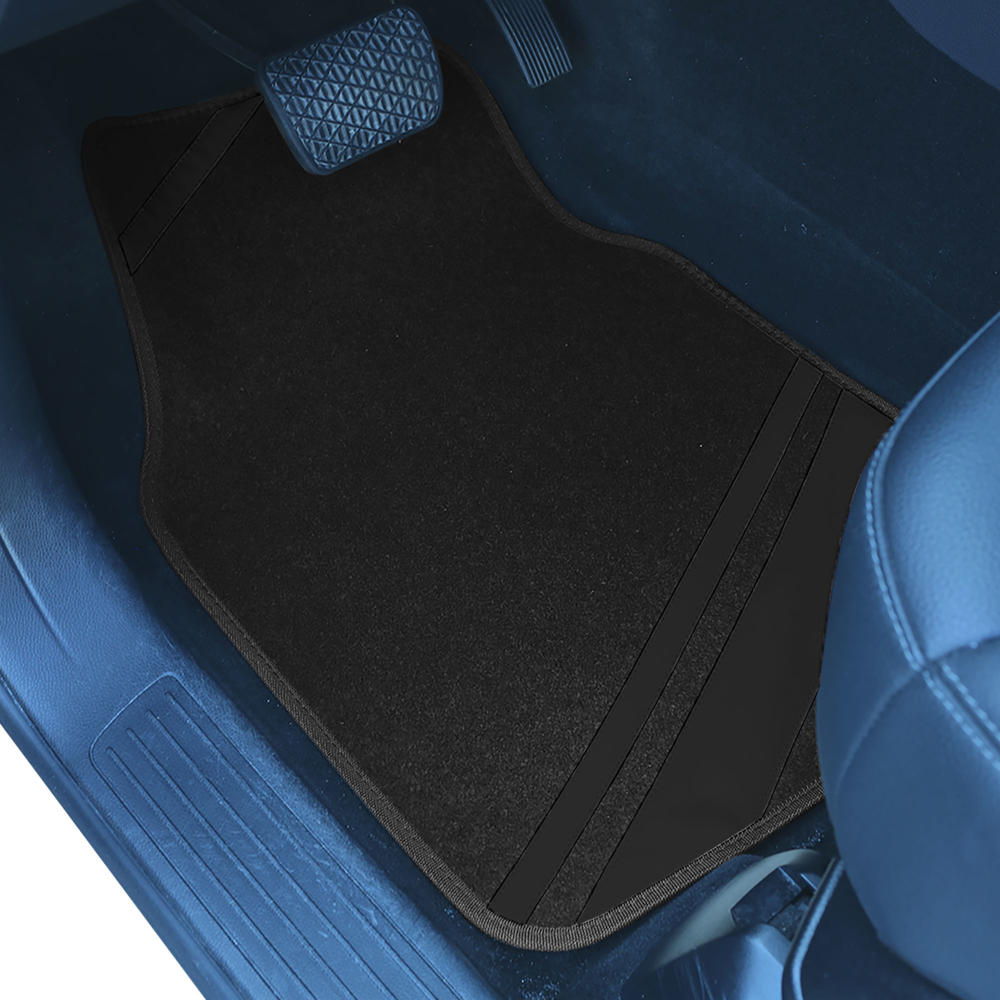 FH Group Carpet Liners Car Floor Mats with Faux Leather Stripes - Full Set