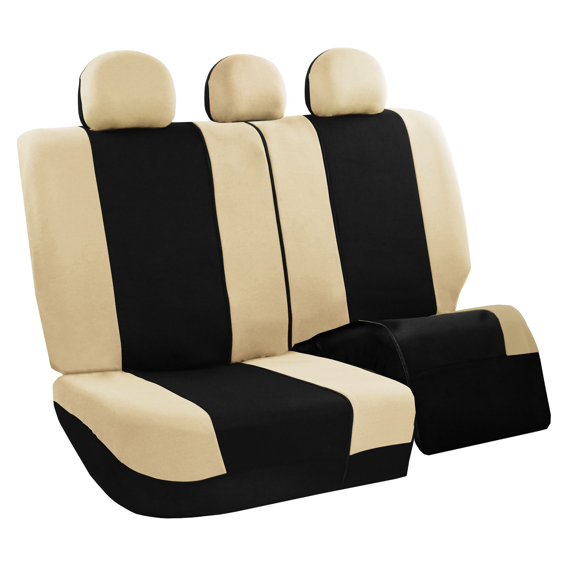 FH Group Auto Seat Cover For Car Truck SUV Van w/ Steering Cover Belt Pads Beige