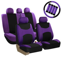 FH Group Auto Seat Cover For Car Truck SUV Van w/ Steering Cover Belt Pads Purple
