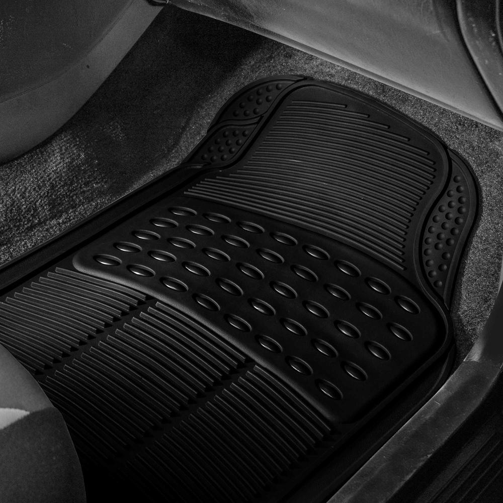FH Group 3pc Floor Mats for Auto Car SUV Van Heavy Duty Black w/ Air Freshener