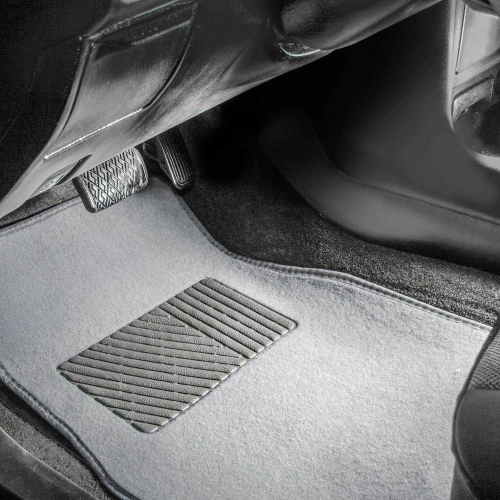 FH Group 4pcs Floor Carpet Mats for Auto Car SUV Van Universal Fitment Gray