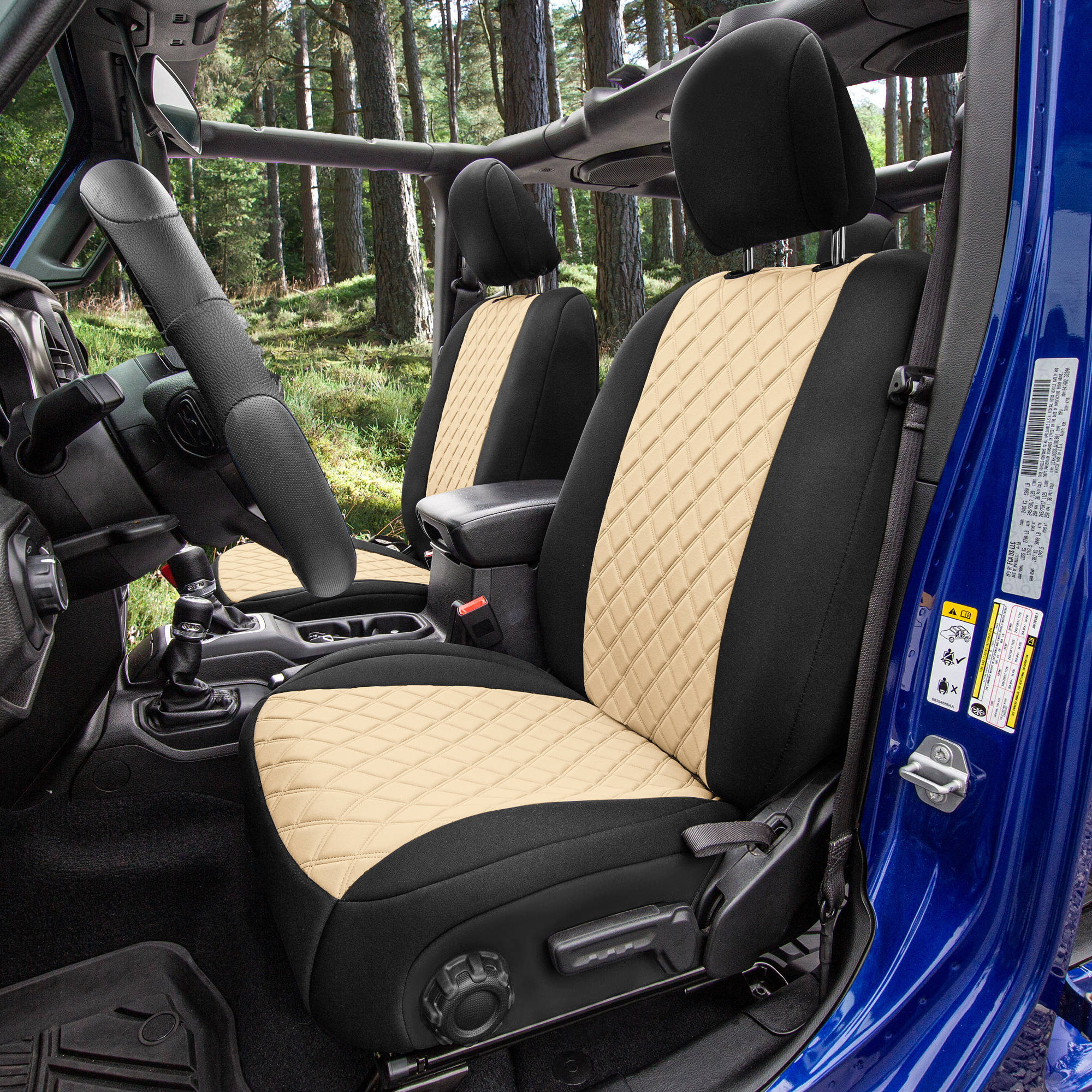 FH Group Neoprene Waterproof Custom Fit Seat Covers for 2018-2021 Jeep Wrangler JL 4DR - Full Set