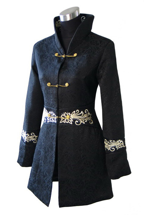 www.virtualstoreusa.com Black Chinese Women Winter Cotton Coat Thick Warm Jacket Handmade Button Overcoat Long Sim Outwesr S M L XL XXL XXXL