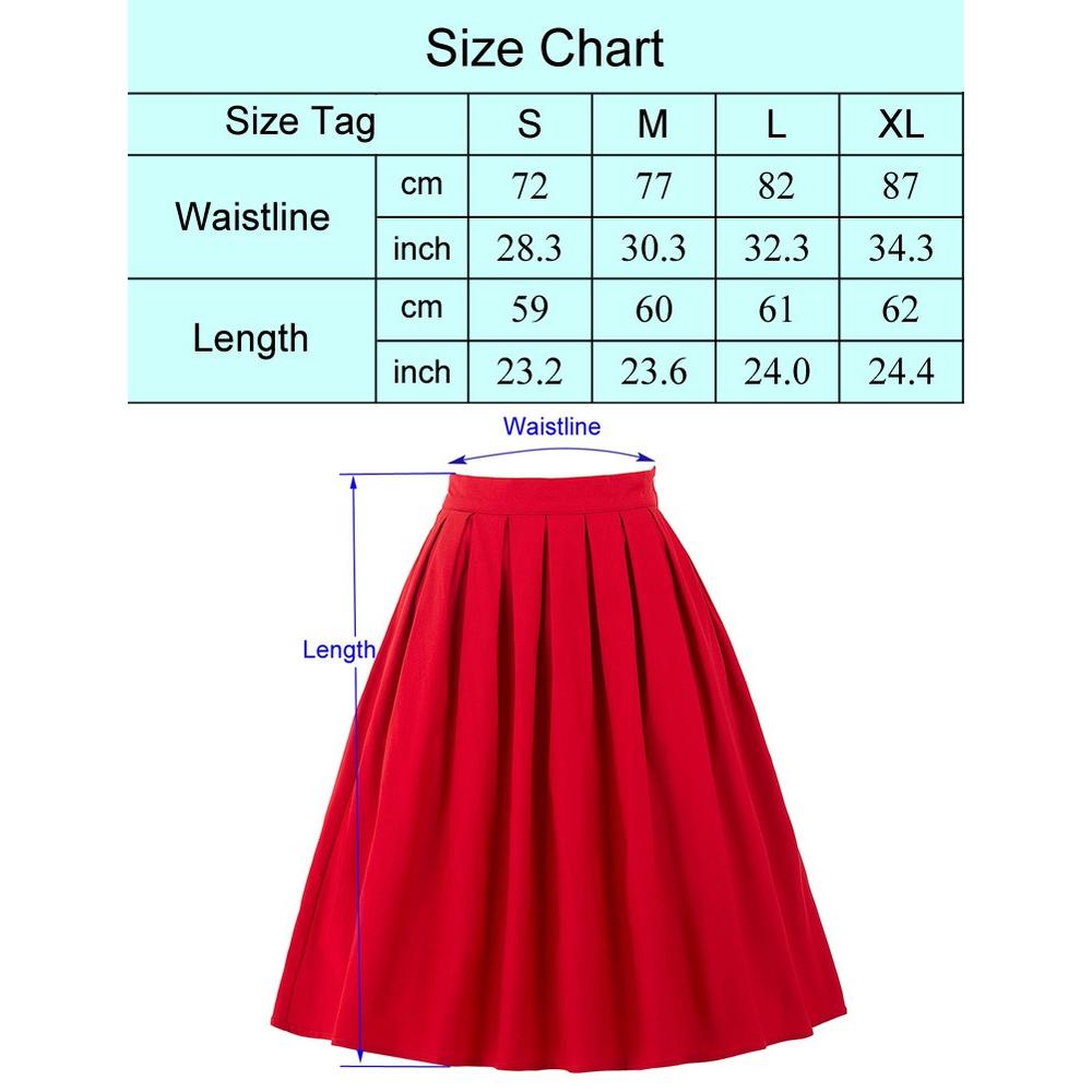 www.virtualstoreusa.com High Waist Skirt Flared Ladies Pleated Skirt