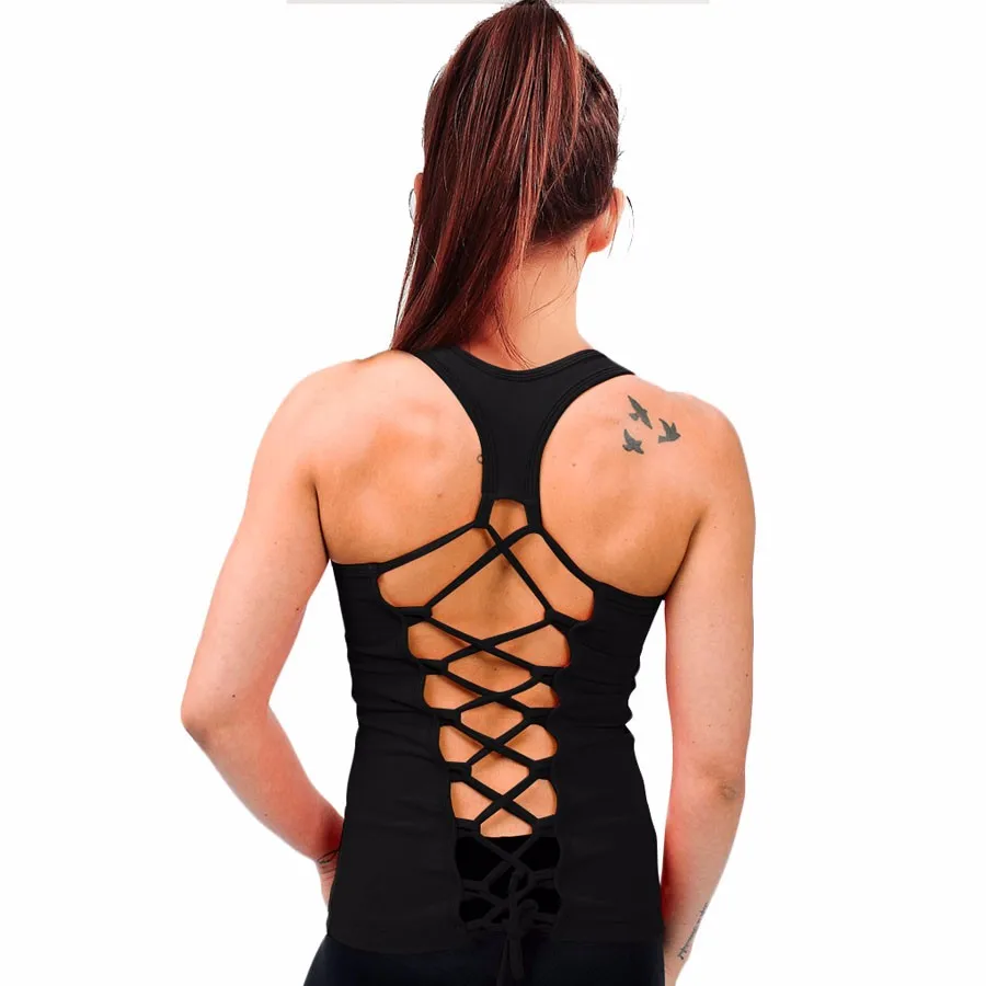 www.virtualstoreusa.com Backless Bandage Tank Tops Women Slim Sporting Fitness Vest