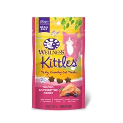 WELLPET, LLC Wellness Natural Pet Wellness Kittles Grain-Free Salmon & Cranberries Recipe Crunchy Cat Treats, 2 Ounce Bag