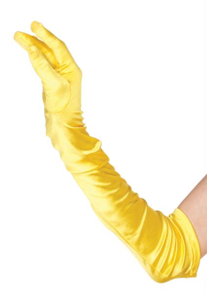 Morris Costumes Gloves Satin Long Yellow Adult