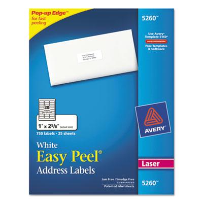 Avery Essendant, Inc Avery Easy Peel White Address Labels with Sure Feed Technology ,LABEL,ADD,W/P,1X2-5/8,750