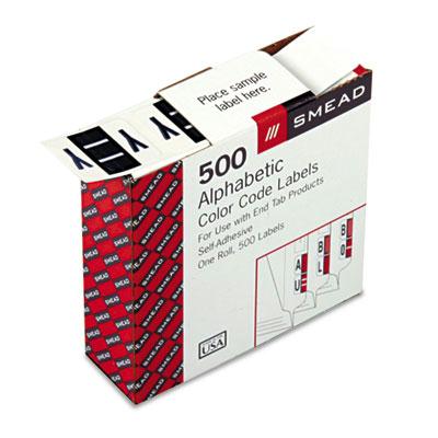 Smead A-Z Color-Coded End Tab Filing Labels, Y, 1 X 1.25, White, 500/Roll