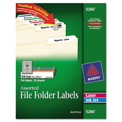 Avery Permanent File Folder Labels with TrueBlock Technology