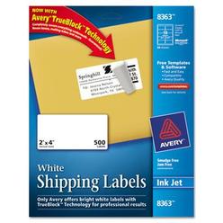 Avery&reg; 2"x4" White Shipping Labels - 8 1/2" Width x 11" Length - Permanent Adhesive - Rectangle - Inkjet - White - Paper - 1