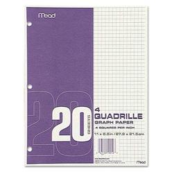 Mead 19010 Quadrille Graph Paper- 20 lb- Quadrille (4 sq/in)- 8 1/2 x 11- White- 20 Sheets