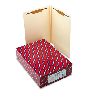 Smead Manila End Tab W-Fold Fastener Folders With Reinforced Tabs, 14-Pt Stock, 2 Fasteners, Legal Size, Manila Exterior, 50/Box