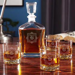 homewetbar Winchester 5-Piece Personalized Whiskey Decanter Set