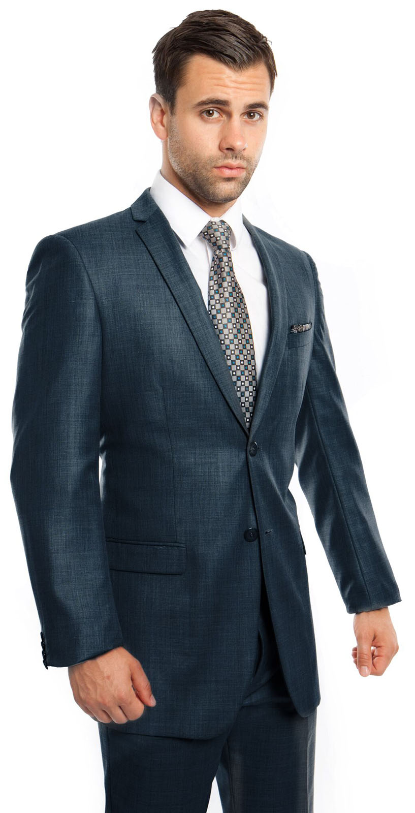 Designer Mens 2 Piece Ultra Slim Fit Sharkskin Suit