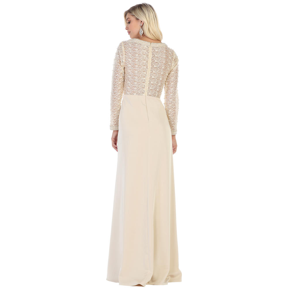 Designer FORMAL EVENING MOTHER OF THE BRIDE LONG SLEEVE CHURCH CLASSY SPECIAL OCCASION DESIGNER DRESS PLUS SIZE GOWN