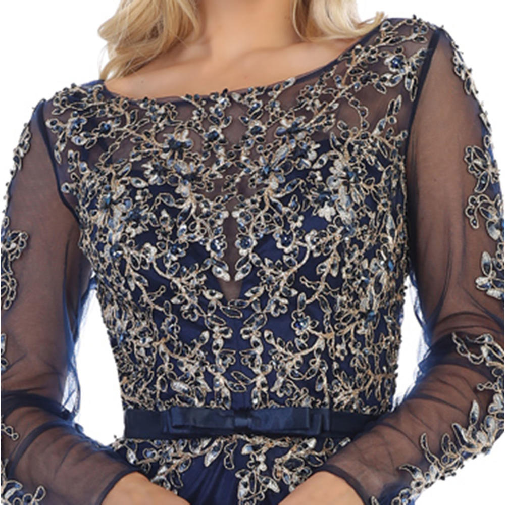 Designer Long Sleeve Modern Mother Of The Bride Formal Evening Gown Plus Size Special Occasion Church Gala Classy Embroidered Long Dress