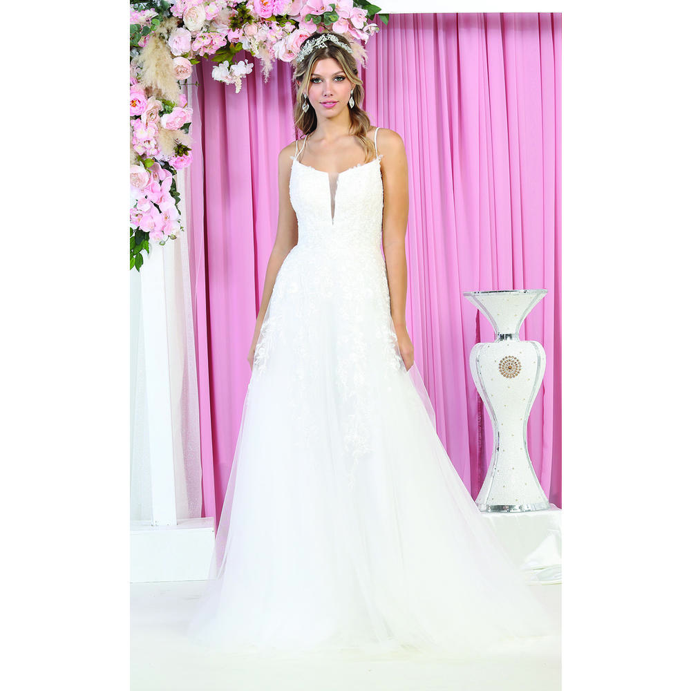 Designer Royal Queen RQ7917 Sleeveless Corset A-Line Wedding Dress White