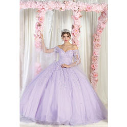 Designer Layla K LK187 Long Detachable Sleeves Corset Quince Ball Gown
