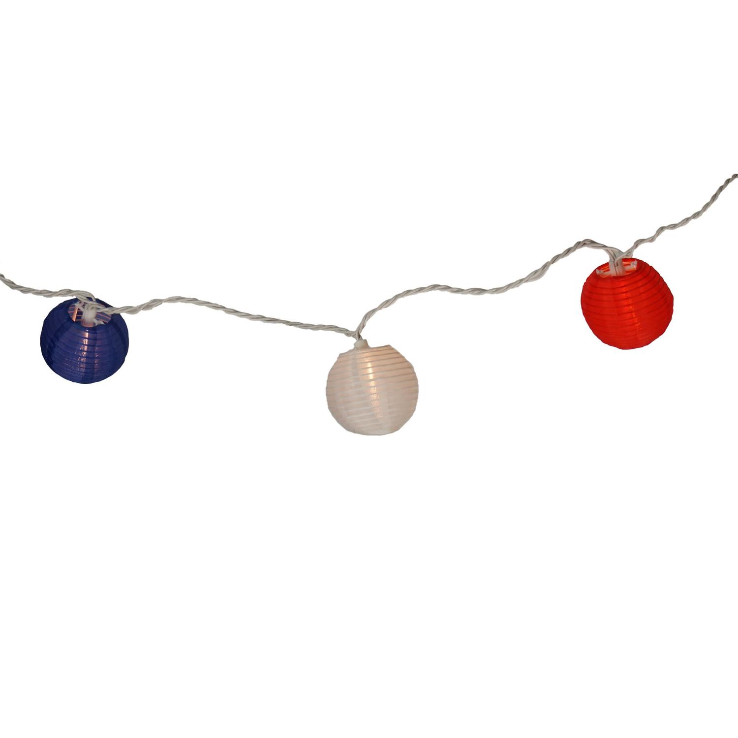 Sienna Set Of 10 Red White And Blue Round Chinese Lantern
